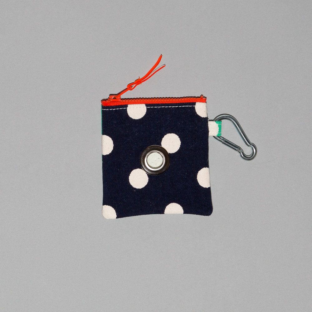 Polka Dot Canvas Pouch in Blue/Green Walk WARE OF THE DOG   