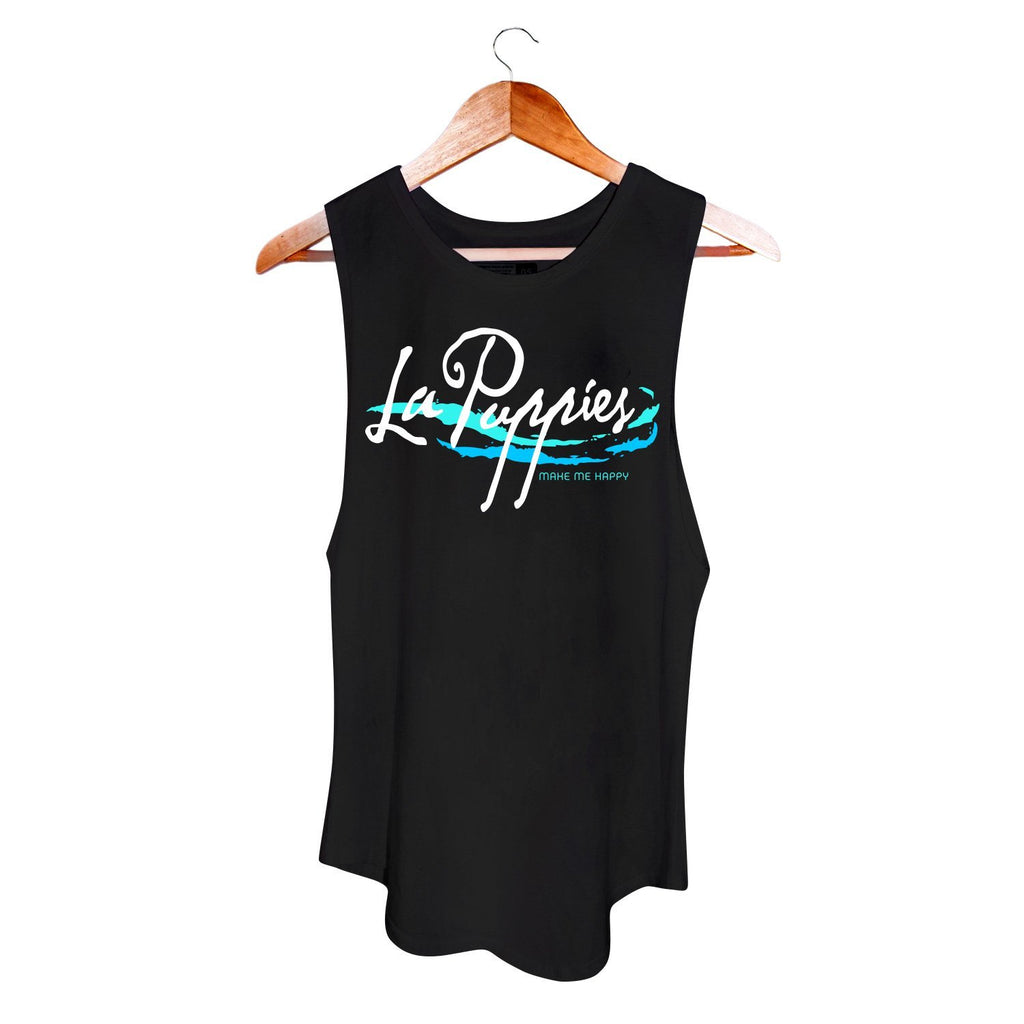 PUPPIES MAKE ME HAPPY | La Puppies Women's Sleeveless Tank Human PUPPIES MAKE ME HAPPY   