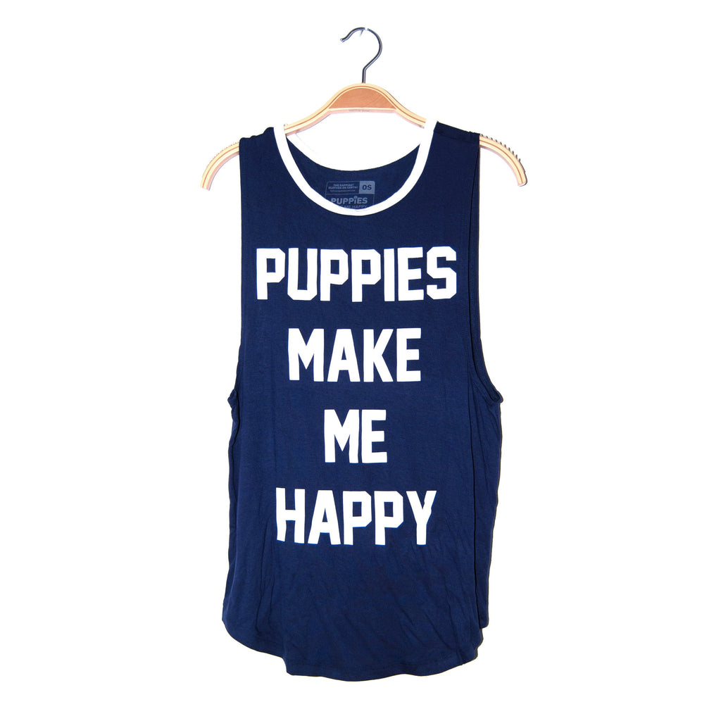 PUPPIES MAKE ME HAPPY | Sleeveless Title Tee Midnight Human PUPPIES MAKE ME HAPPY   