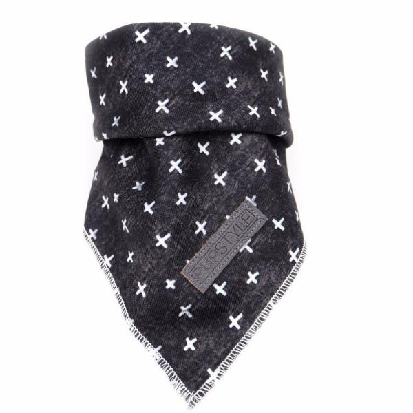 PUPSTYLE | Black Cross Tie-Up Reversible Bandana Accessories PUPSTYLE   