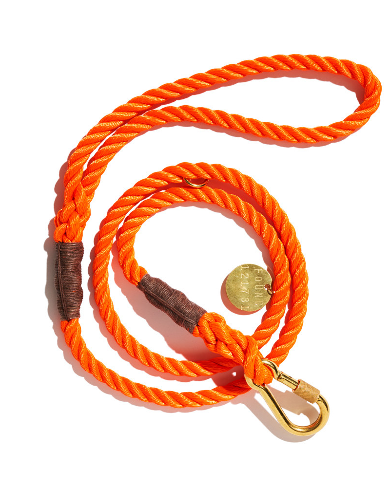 Standard Rope Dog Leash in Rescue Orange (Made in the USA) (FINAL SALE) WALK FOUND MY ANIMAL   