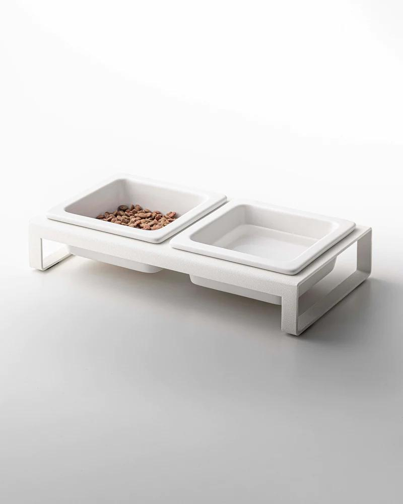 Tower Pet Food Bowl in White Eat YAMAZAKI   