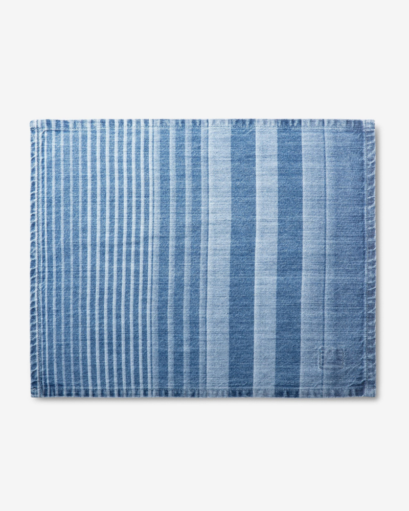 Striped Denim Placemat in Light Wash (Made in the USA) Eat MI COCINA   