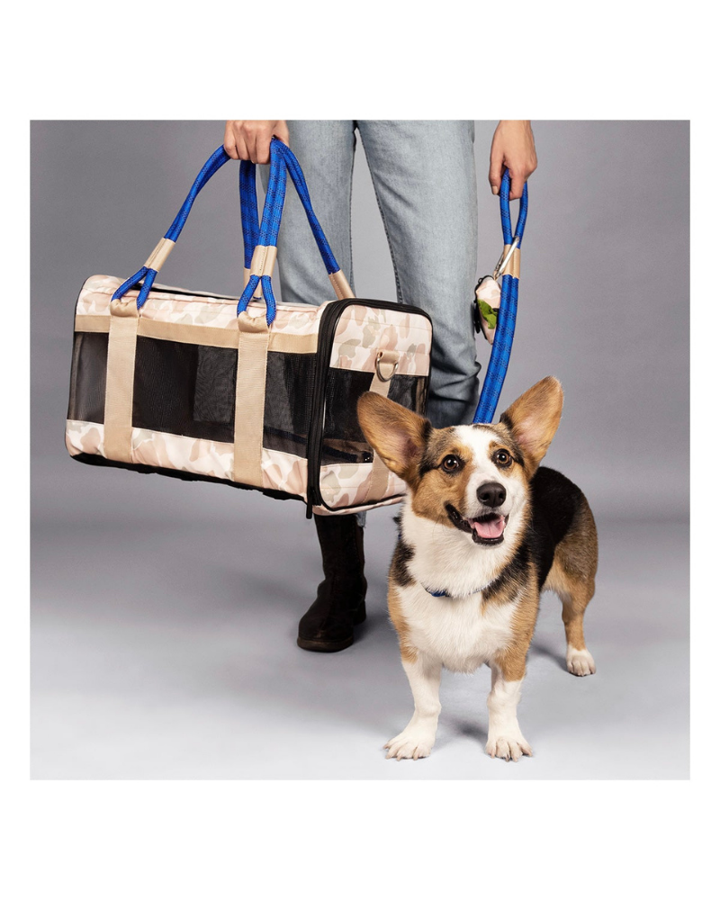 Out-Of-Office Dog Carrier in Desert Camo with Blue Straps (Direct-Ship) Carry ROVERLUND   