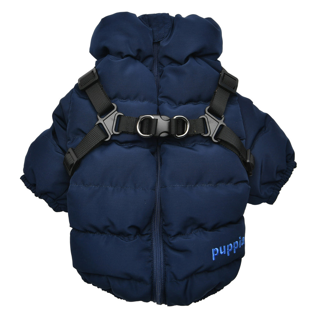 Ultra Light Soft Dog Puffer Jacket with Harness Vest in Navy (FINAL SALE) Coats & Jackets PUPPIA   