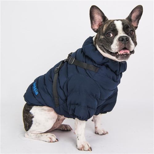 Ultra Light Soft Dog Puffer Jacket with Harness Vest in Navy (FINAL SALE) Coats & Jackets PUPPIA   