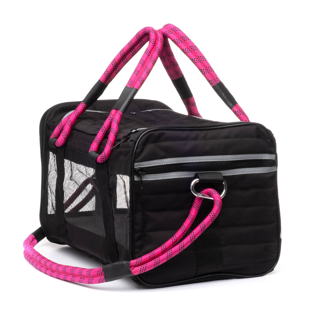 Out-Of-Office Dog Carrier in Black with Magenta Straps (Direct-Ship) Carry ROVERLUND   