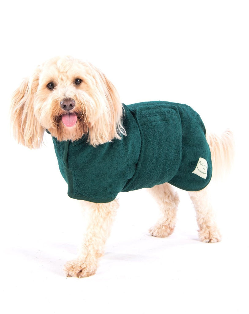 Dog Drying Coat in Bottle Green (Made in the UK) (CLEARANCE) HOME RUFF AND TUMBLE   