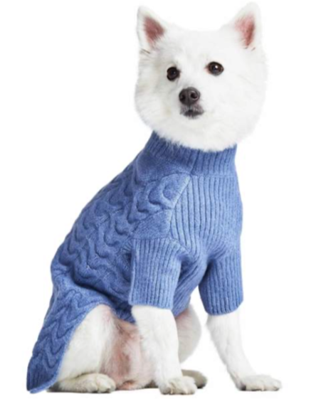 Fuzzy Knit Dog Turtleneck Sweater in Moonstone Blue << CLEARANCE >> Wear BLUEBERRY PET   
