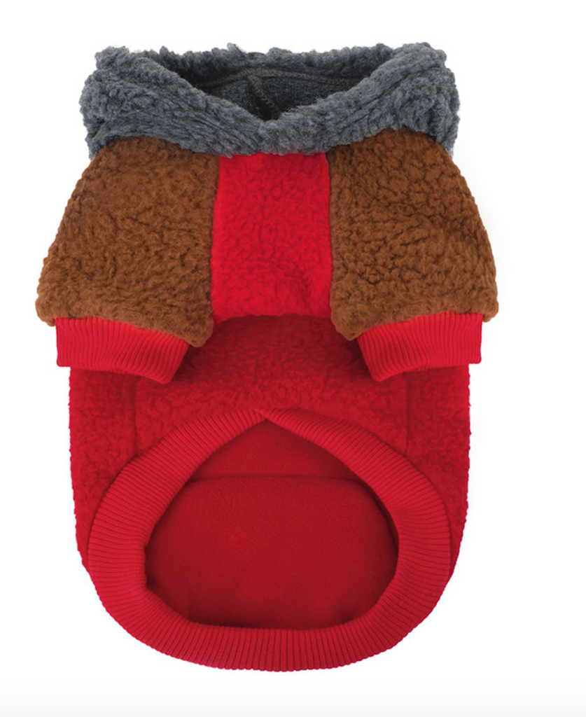 Cooper Plush Fleece Dog Hoodie in Red << FINAL SALE >> Wear CHARLIE'S BACKYARD   