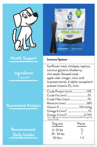 The Tooth Berry Dental Stick Upcycled Dog Treats Eat SHAMELESS PETS   