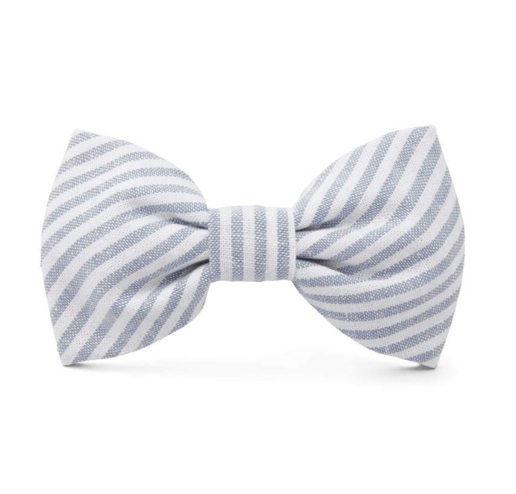 Dusty Blue Stripe Dog Bow Tie (Made in the USA) Wear THE FOGGY DOG   