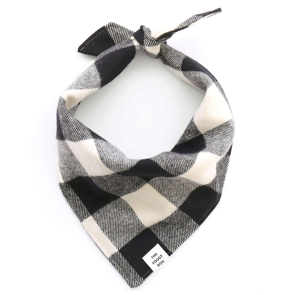 THE FOGGY DOG | Black and White Check Flannel Bandana Accessories THE FOGGY DOG   