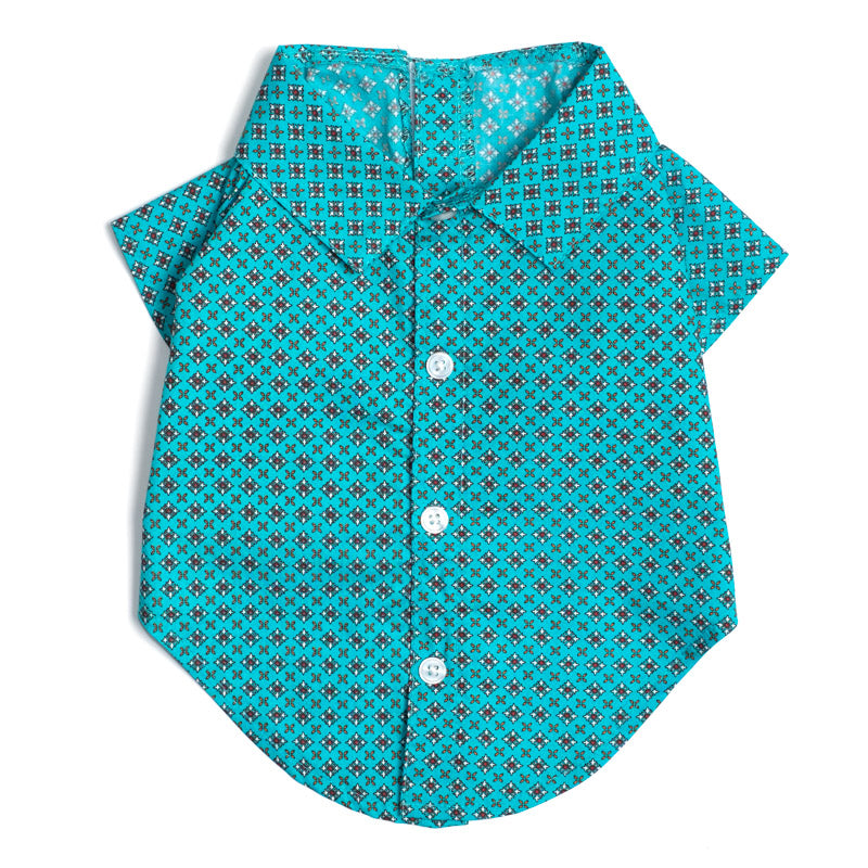 THE WORTHY DOG | Foulard Shirt in Turquoise Apparel THE WORTHY DOG   