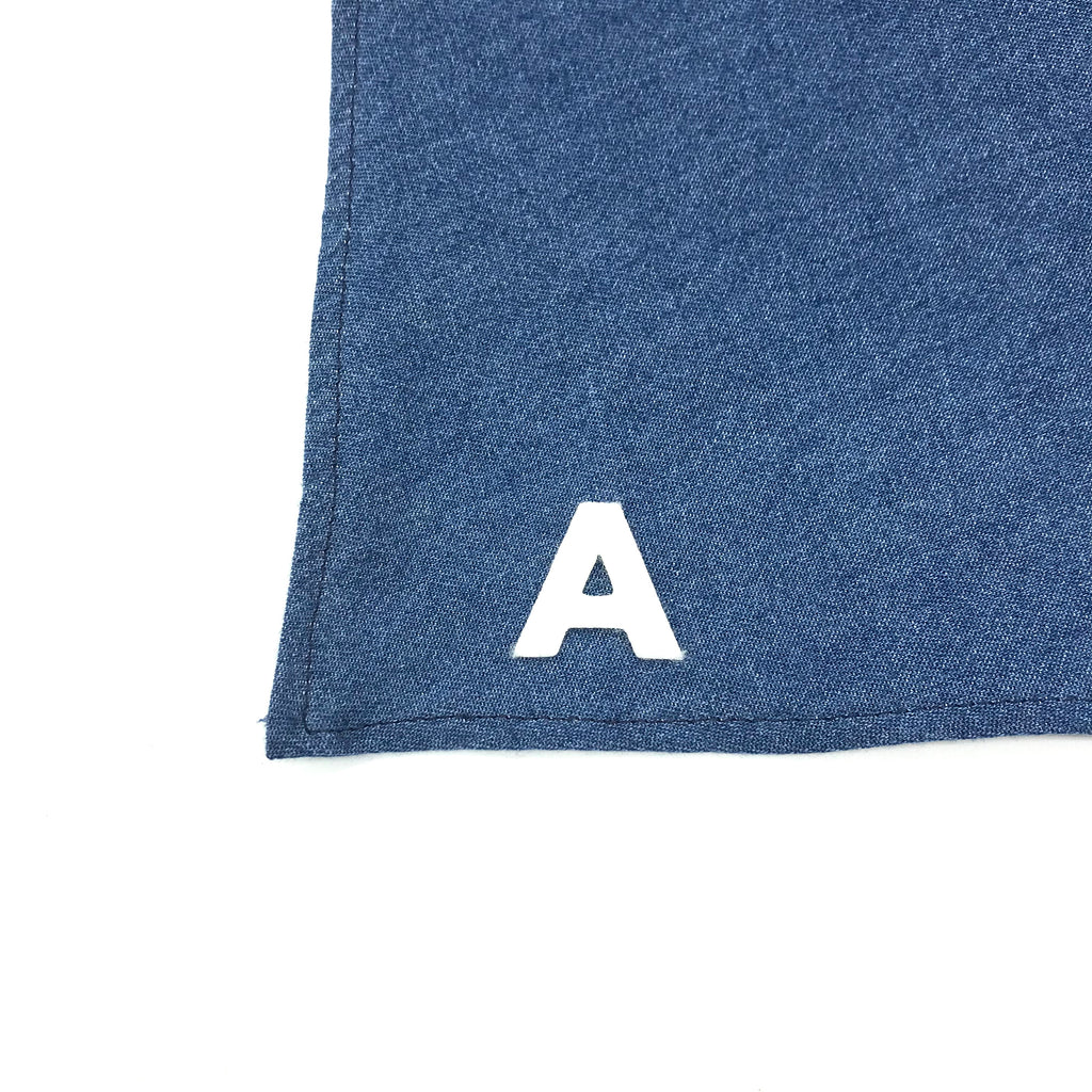 Custom Initial Bandana in Dark Denim (Drop-Ship) Drop Ship THRIFT DOG   