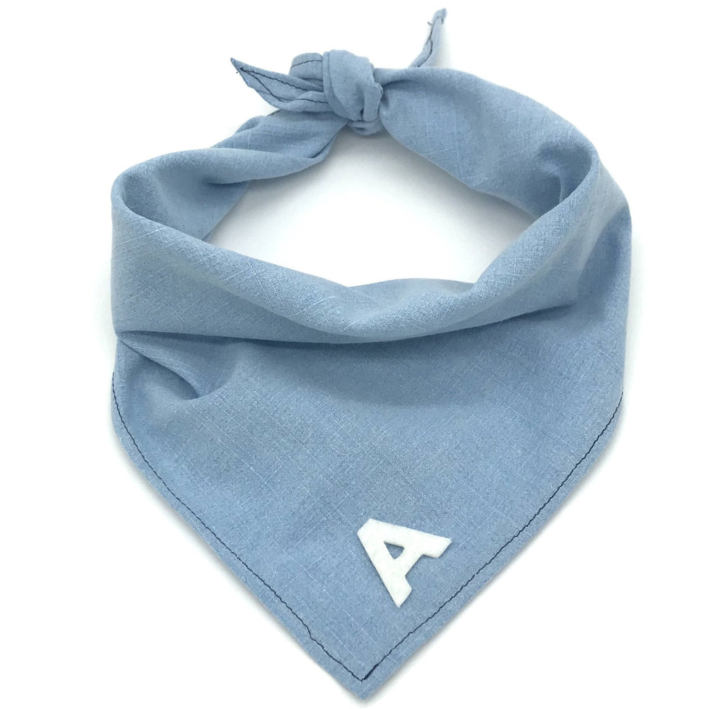 Custom Initial Pet Bandana in Light Denim (Drop-Ship) Accessories THRIFT DOG   