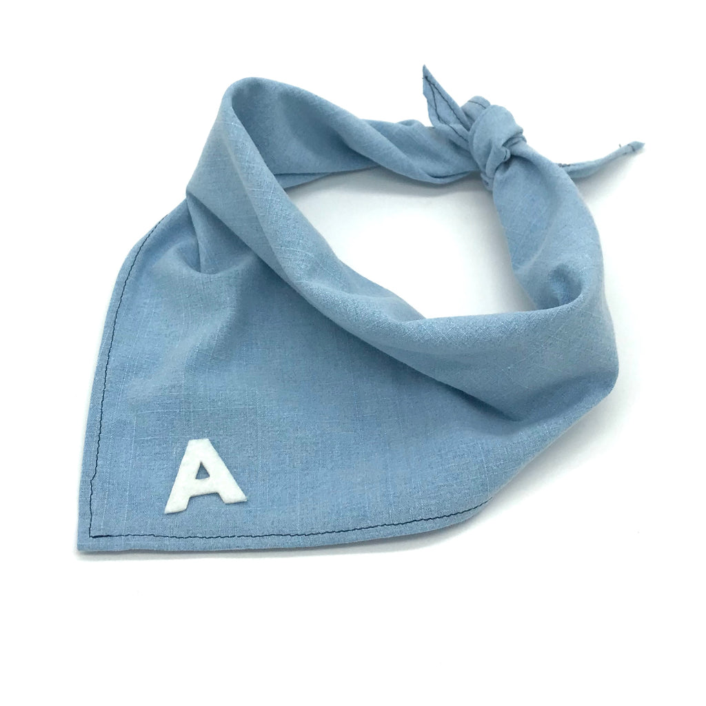 Custom Initial Pet Bandana in Light Denim (Drop-Ship) Accessories THRIFT DOG   