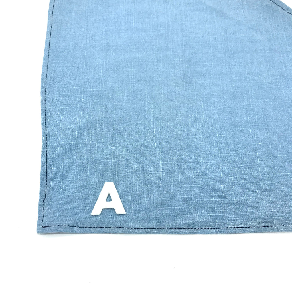 Custom Initial Pet Bandana in Light Denim (Drop-Ship) Accessories THRIFT DOG   