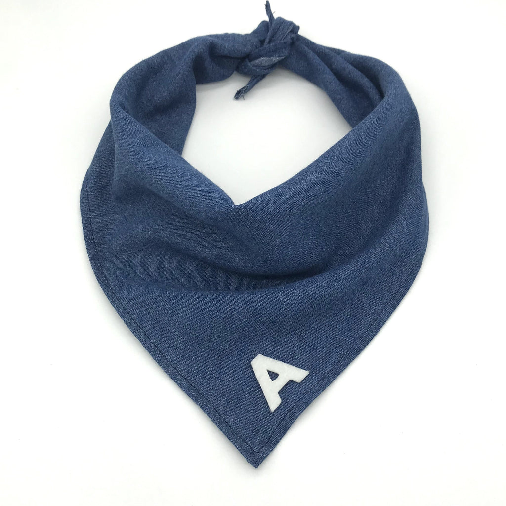 Custom Initial Bandana in Dark Denim (Drop-Ship) Drop Ship THRIFT DOG   