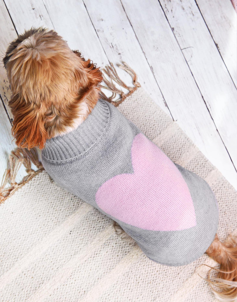 TINY WOLF | Love Heart Dog Sweater in Grey Apparel TINY WOLF   