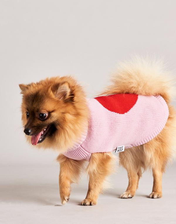 TINY WOLF, Love Heart Dog Sweater