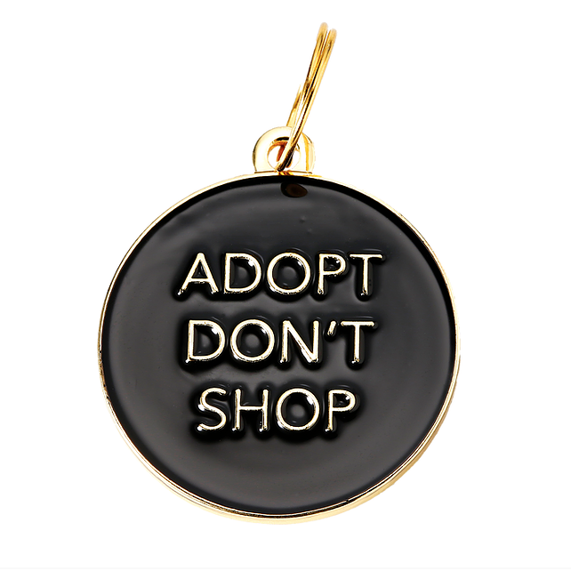 Adopt Don't Shop ID Tag (Custom & Made in the USA) DROP-SHIP TWO TAILS PET COMPANY Black  