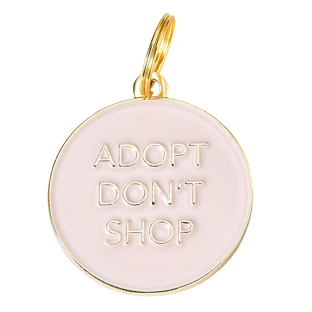 Adopt Don't Shop ID Tag (Custom & Made in the USA) DROP-SHIP TWO TAILS PET COMPANY Pink  