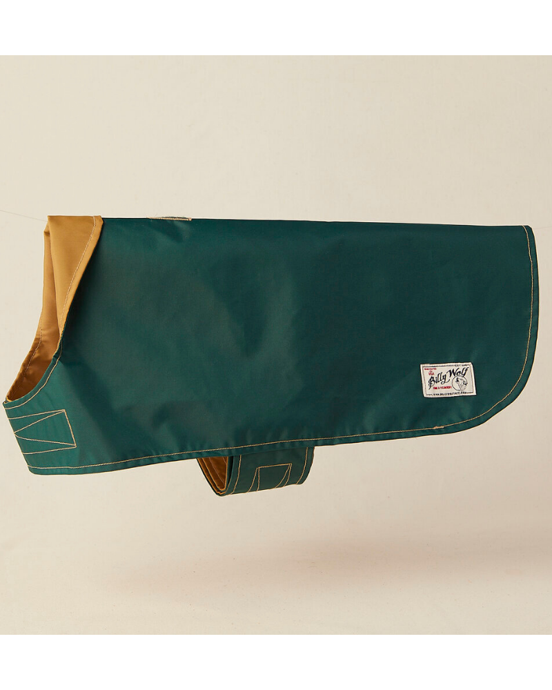 Carson Reversible Dog Raincoat in Green & Tan (Made in the USA) << FINAL SALE >> Wear BILLY WOLF   