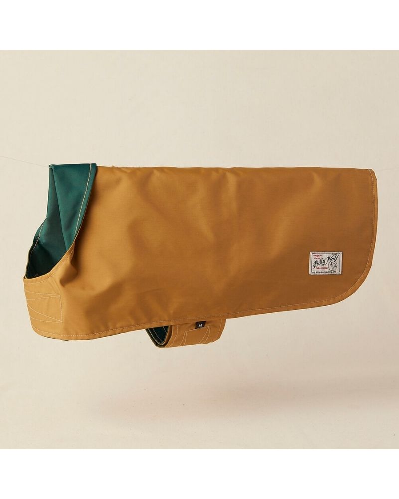 Carson Reversible Dog Raincoat in Green & Tan (Made in the USA) << FINAL SALE >> Wear BILLY WOLF   