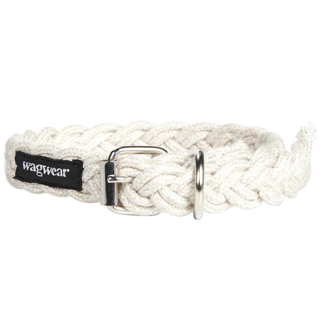 Braided Fisherman Dog Collar in Off-White (Made in the USA) WALK WAGWEAR   