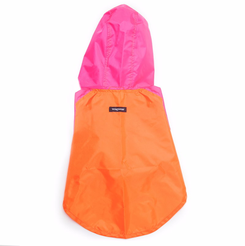 Nylon Colorblock Dog Rainbreaker in Neon Pink + Orange (Exclusive to DOG & CO.) Wear WAGWEAR   