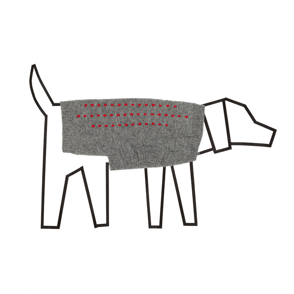 WARE OF THE DOG | Embroidered Stripe Sweater in Grey & Red Apparel WARE OF THE DOG   