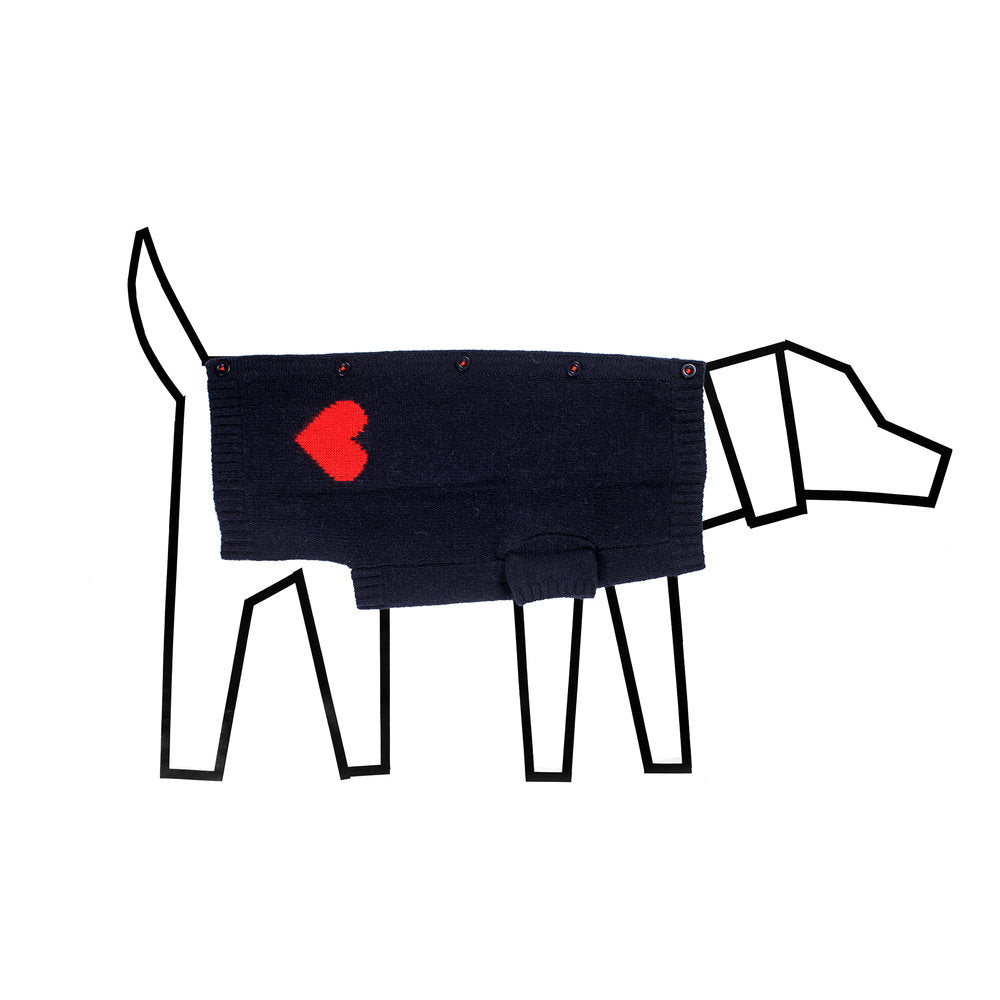 Heart Cardigan Dog Sweater in Navy (FINAL SALE) Wear WARE OF THE DOG   