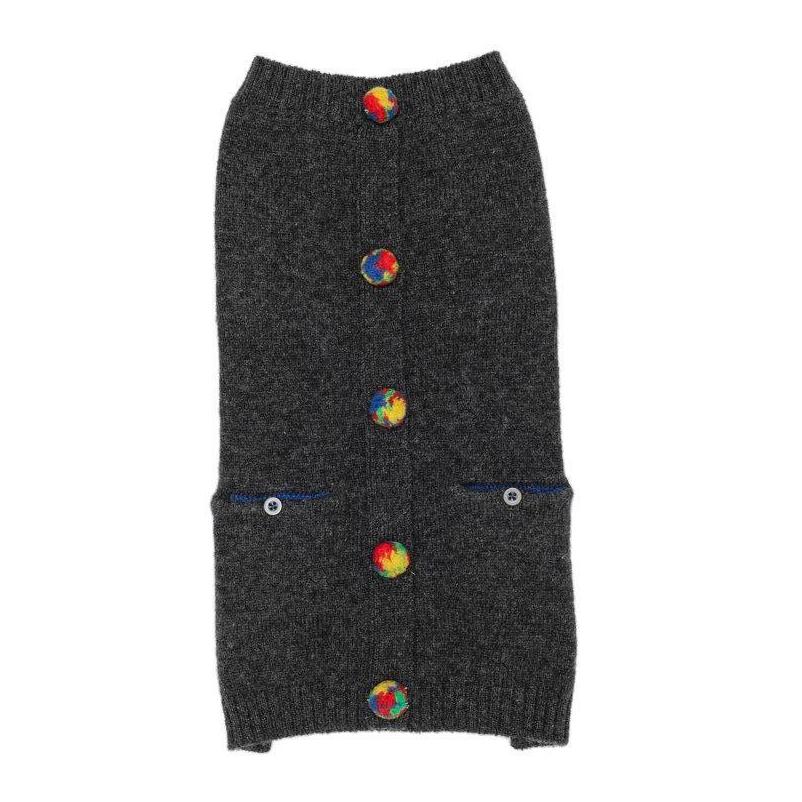 WARE OF THE DOG | Pom Pom Cardigan in Grey Apparel WARE OF THE DOG   