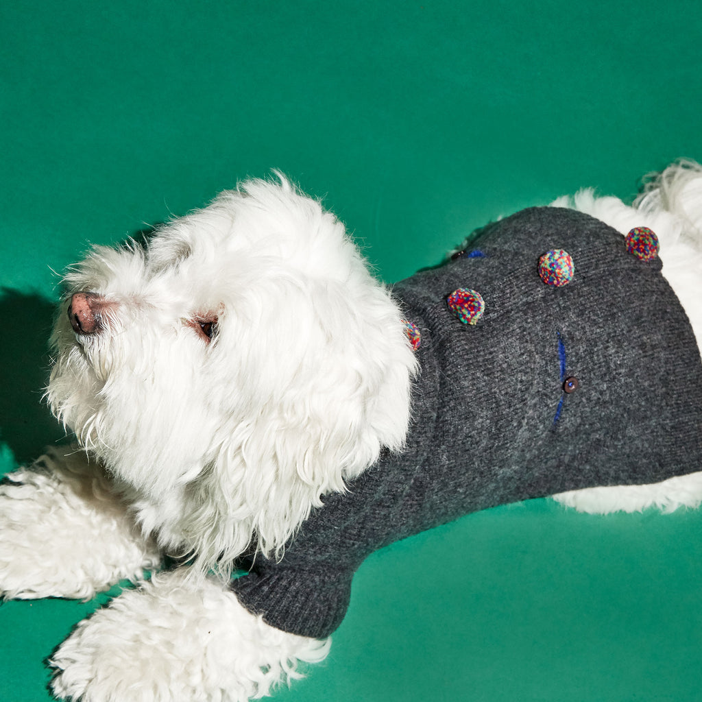 WARE OF THE DOG | Pom Pom Cardigan in Grey Apparel WARE OF THE DOG   