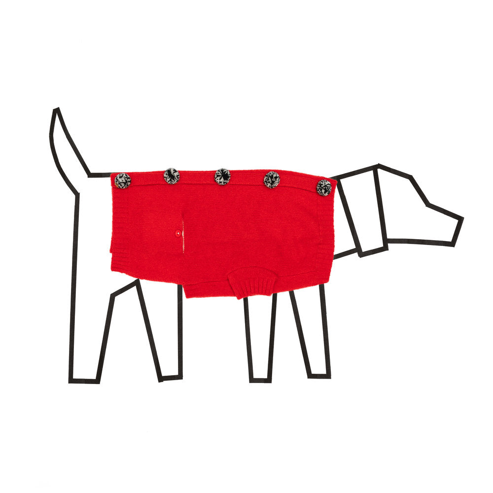 WARE OF THE DOG | Pom Pom Cardigan in Red Apparel WARE OF THE DOG   