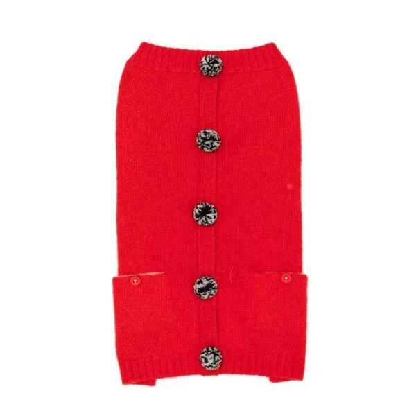WARE OF THE DOG | Pom Pom Cardigan in Red Apparel WARE OF THE DOG   