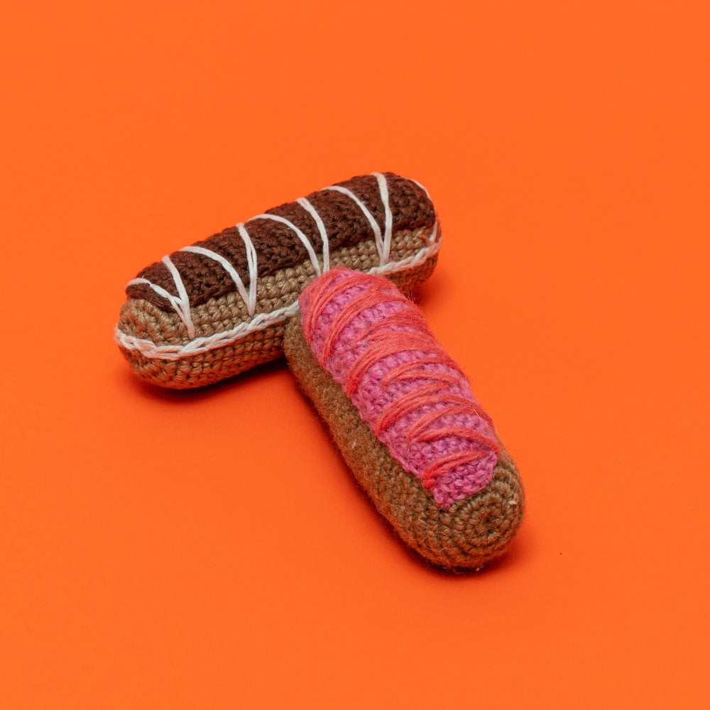 WARE of the DOG | Cotton Crochet Eclair Toy in Strawberry Play WARE OF THE DOG   