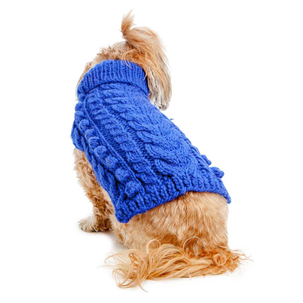 WORTHY DOG | Hand Knit Turtleneck Sweater in Blue Apparel THE WORTHY DOG   