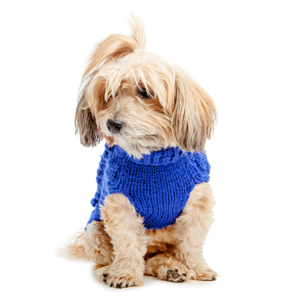 WORTHY DOG | Hand Knit Turtleneck Sweater in Blue Apparel THE WORTHY DOG   