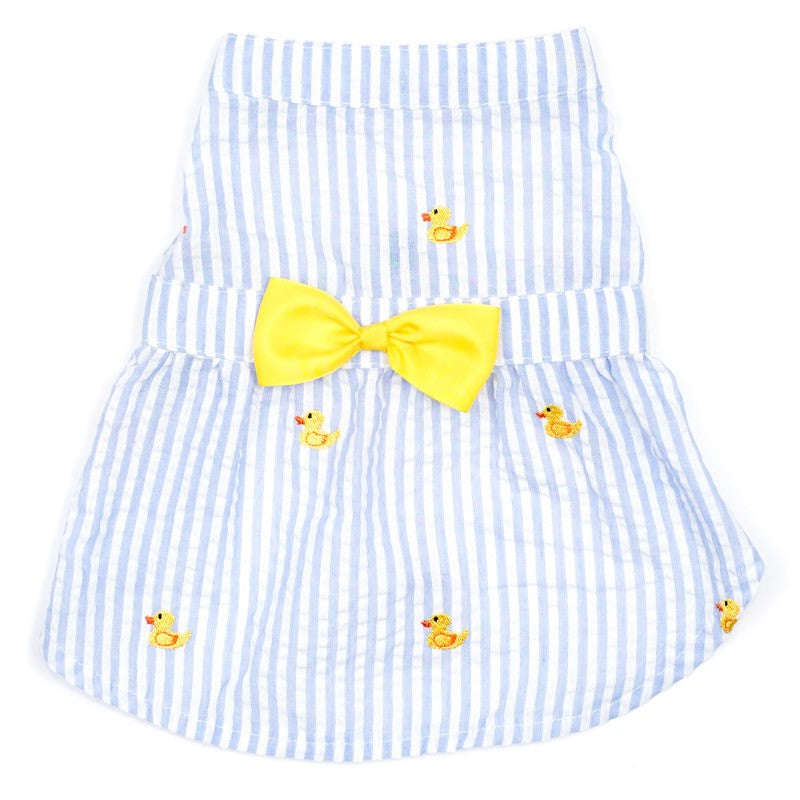 Rubber Duck Dress in Light Blue Stripe Apparel THE WORTHY DOG   