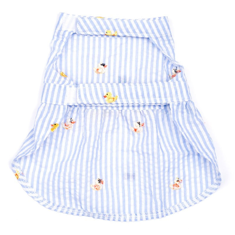 Rubber Duck Dress in Light Blue Stripe Apparel THE WORTHY DOG   