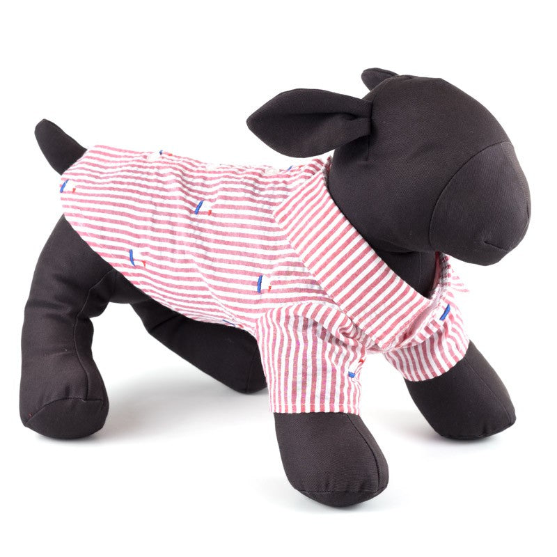THE WORTHY DOG | Sailboat Shirt with Red Stripes Apparel THE WORTHY DOG   