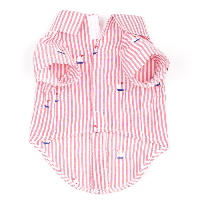 THE WORTHY DOG | Sailboat Shirt with Red Stripes Apparel THE WORTHY DOG   