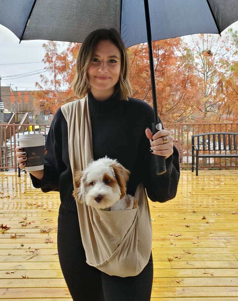 Dog Sling in Oatmeal Linen Carry WALKING PALM   