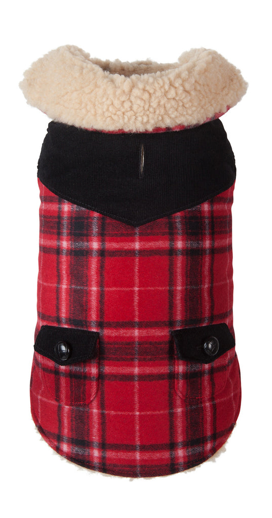 FAB DOG | Wool Plaid Shearling Jacket in Red (BIG DOG SALE) Coats & Jackets FAB DOG   