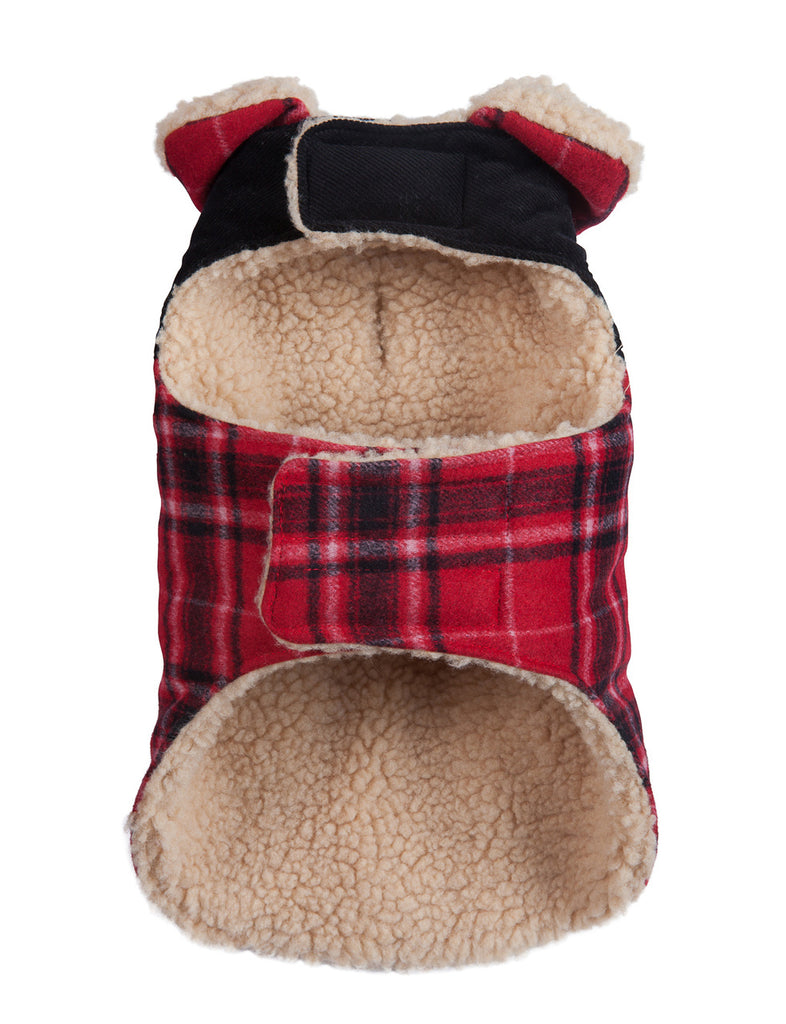 FAB DOG | Wool Plaid Shearling Jacket in Red (BIG DOG SALE) Coats & Jackets FAB DOG   
