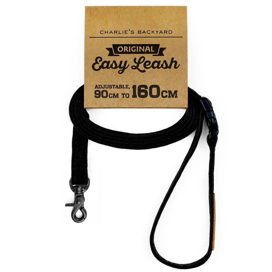 Adjustable Easy Dog Leash in Black WALK CHARLIE'S BACKYARD   