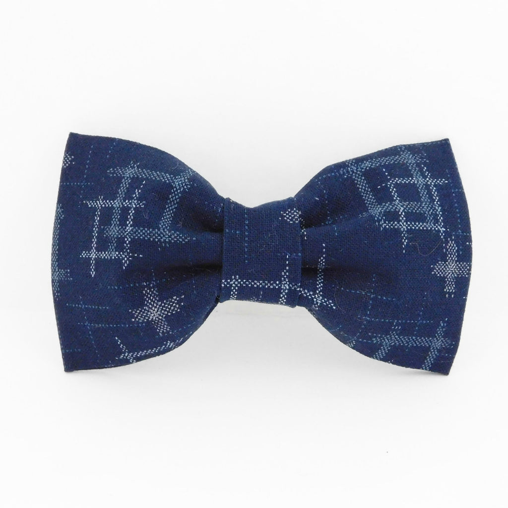 CHARLOTTE'S PET | Blue Ikat Denim Bow Tie Accessories CHARLOTTE'S PET   