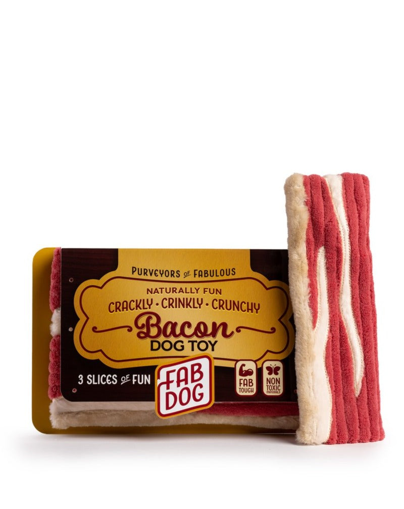 Bacon Squeaky Dog Toy Play FAB DOG   
